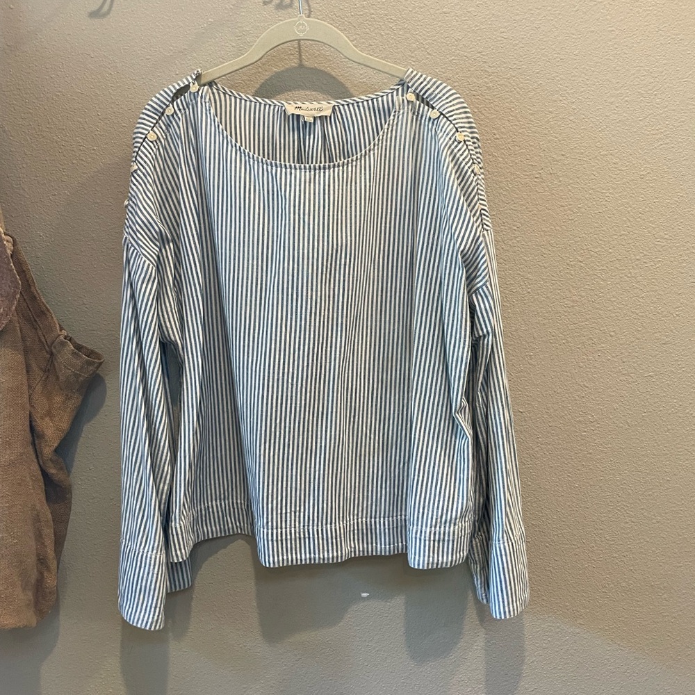 MADEWELL Striped Blue and White Women's Top